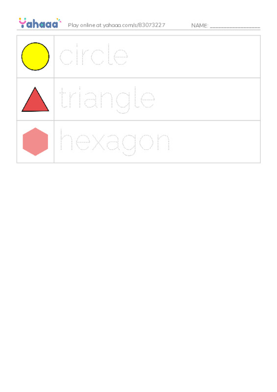 Picture and word rows worksheet for Shapes
