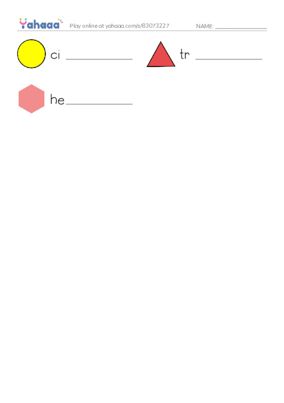 Write the word rows worksheet for Shapes