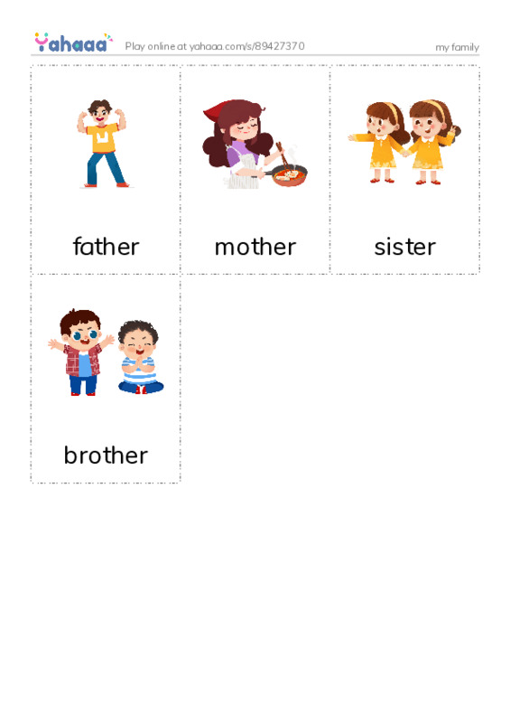 Picture flashcards worksheet for my family