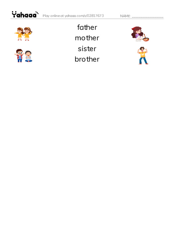 Match both sides worksheet for my family