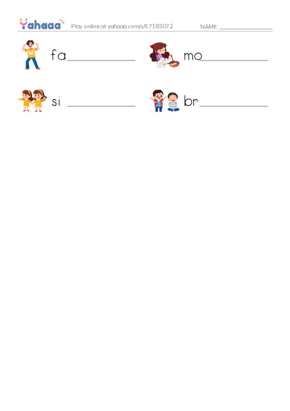 Write the word rows worksheet for my family