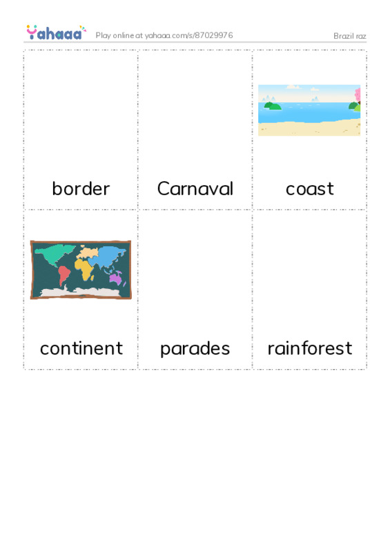 Picture flashcards worksheet for Brazil raz