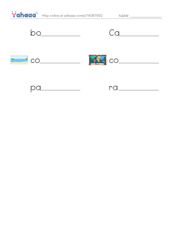 Write the word rows worksheet for Brazil raz