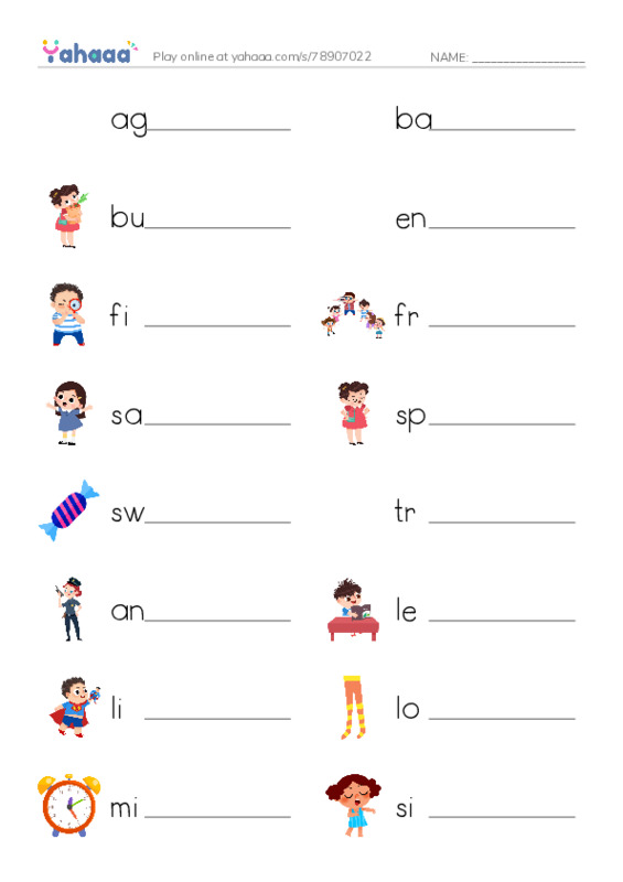 Write the word rows worksheet for 1000 words book 1 unit 4