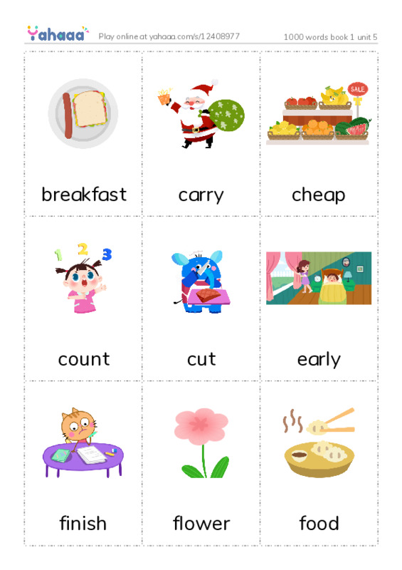 Picture flashcards worksheet for 1000 words book 1 unit 5