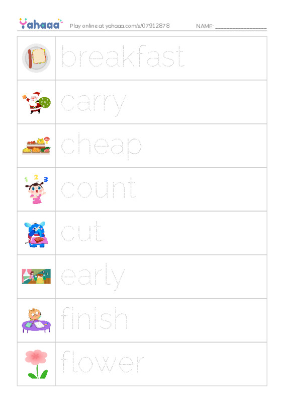 Picture and word rows worksheet for 1000 words book 1 unit 5