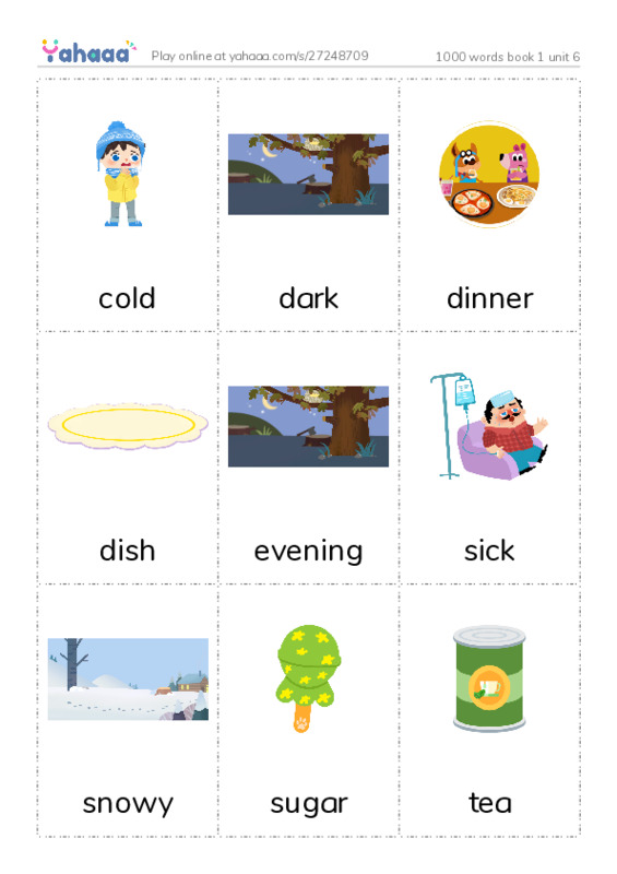 Picture flashcards worksheet for 1000 words book 1 unit 6