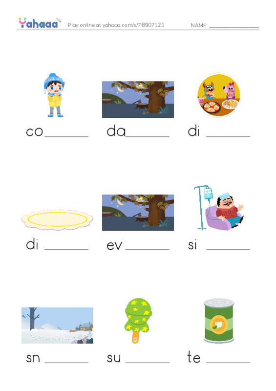 Finish the word worksheet for 1000 words book 1 unit 6