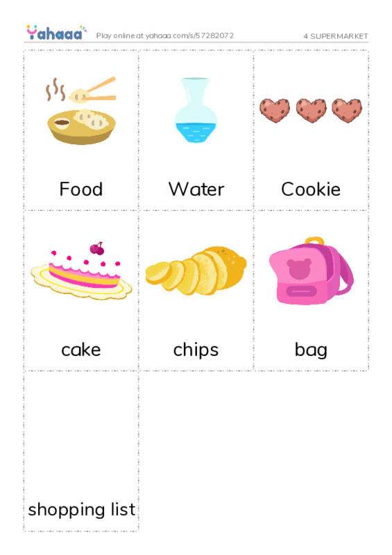 Picture flashcards worksheet for 4 SUPERMARKET