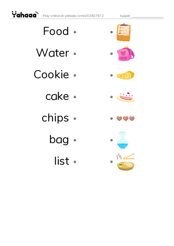 Draw a line to match worksheet for 4 SUPERMARKET