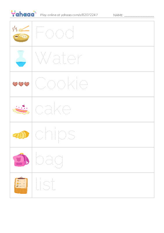 Picture and word rows worksheet for 4 SUPERMARKET