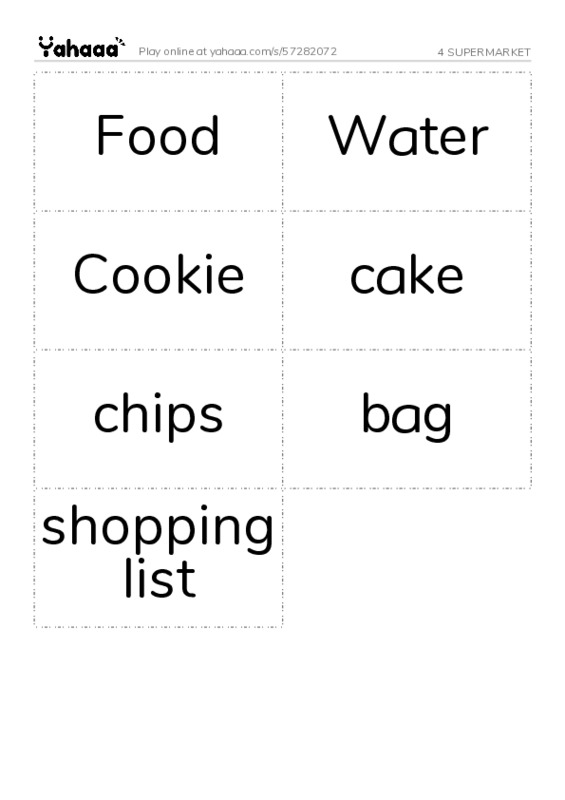 Word flashcards worksheet for 4 SUPERMARKET