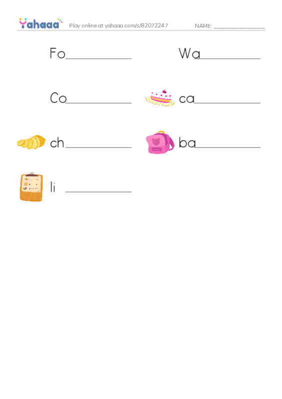 Write the word rows worksheet for 4 SUPERMARKET