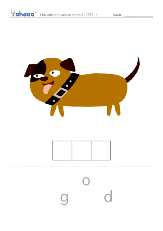 Letter scramble puzzle worksheet for dog, hot, flag and 3 more