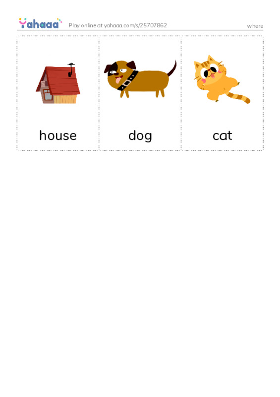 Picture flashcards worksheet for where