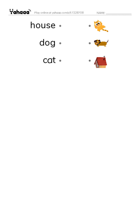 Draw a line to match worksheet for where