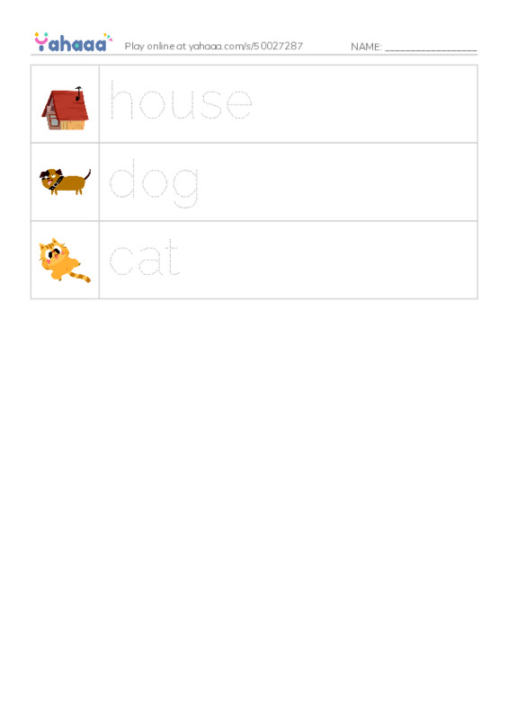 Picture and word rows worksheet for where