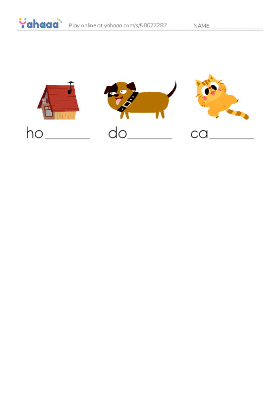 Finish the word worksheet for where