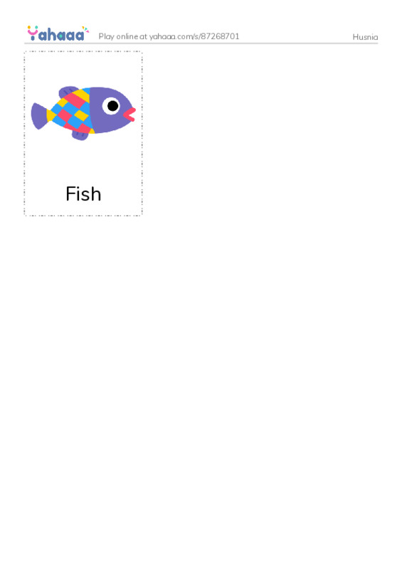 Picture flashcards worksheet for Husnia