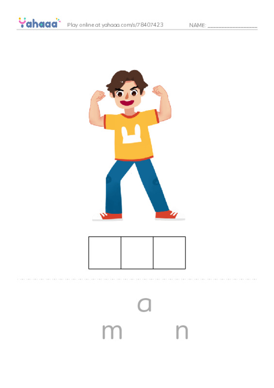 Letter scramble puzzle worksheet for man, cap, fat and 5 more