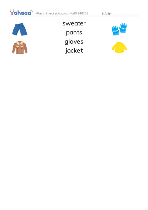 Match both sides worksheet for Clothes