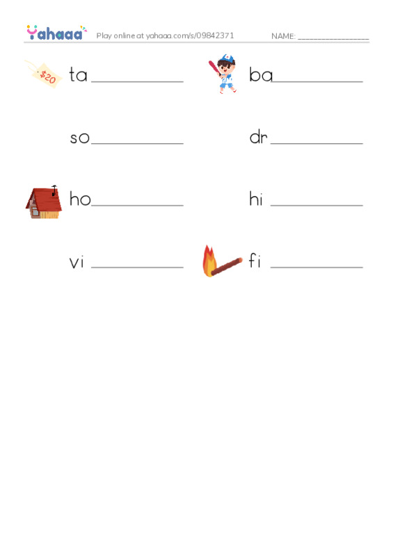 Write the word rows worksheet for games we play