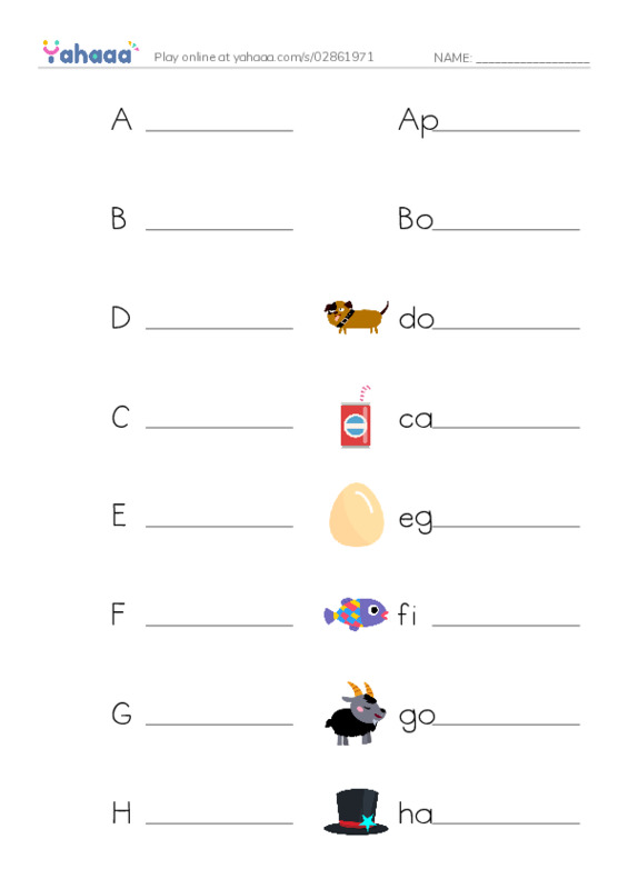 Write the word rows worksheet for A, Apple, B and 15 more