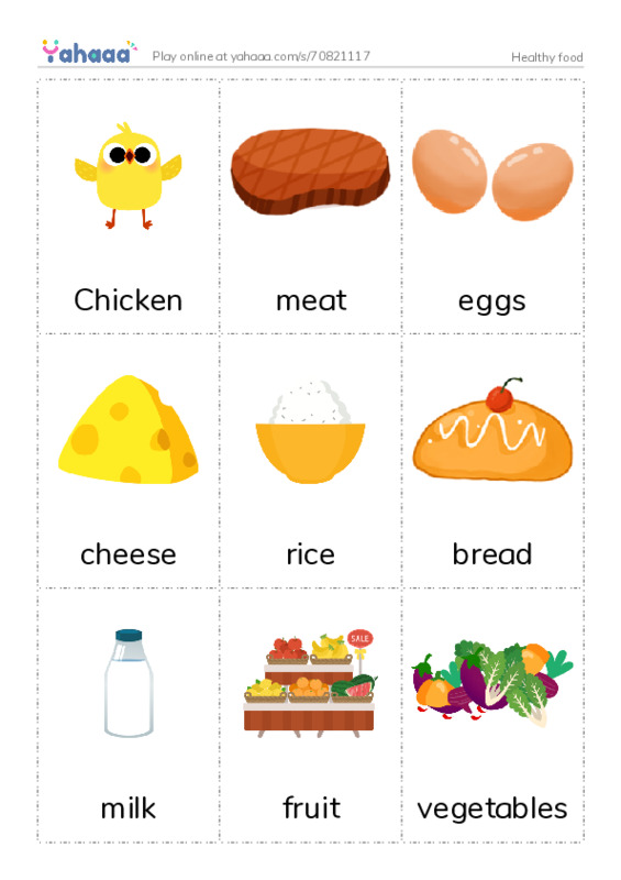Picture flashcards worksheet for Healthy food