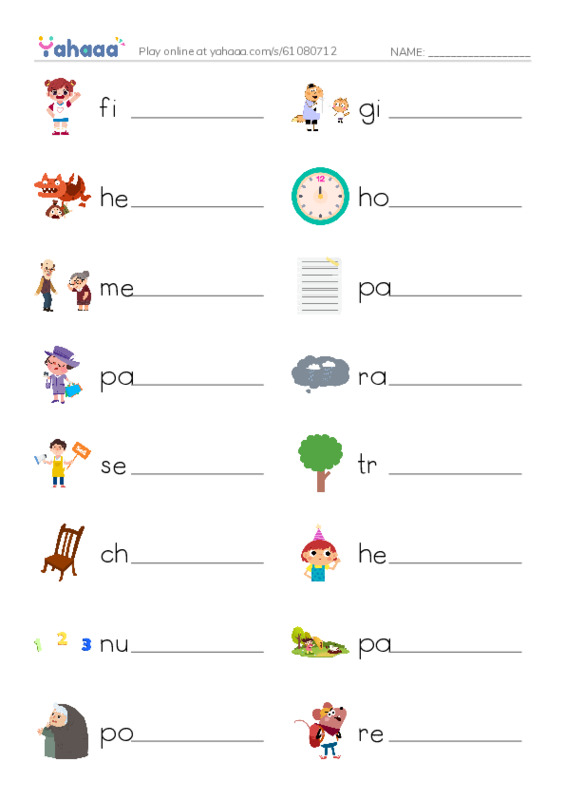 Write the word rows worksheet for 1000 words book 1 unit 7