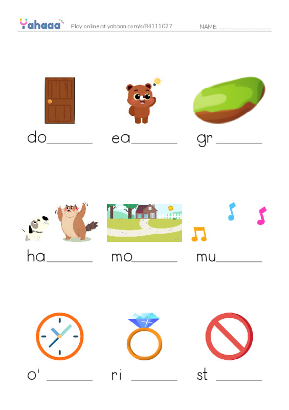 Finish the word worksheet for 1000 words book 1 unit 8