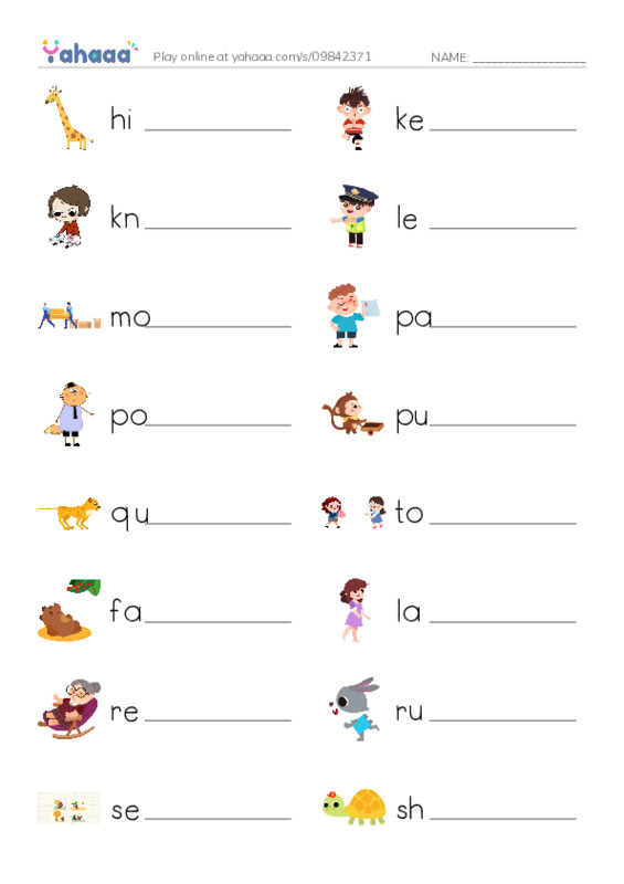 Write the word rows worksheet for 1000 words book 1 unit 9