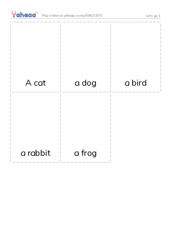 Picture flashcards worksheet for Let's go 1