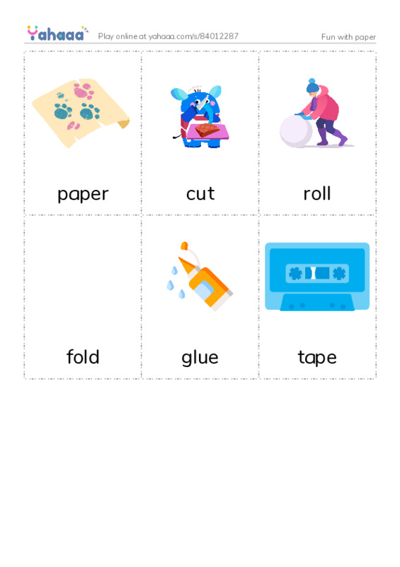 Picture flashcards worksheet for Fun with paper