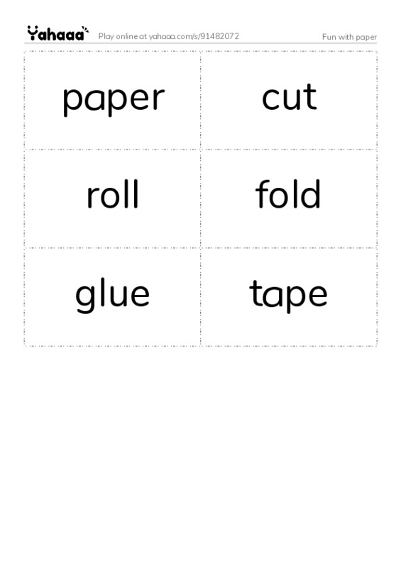 Word flashcards worksheet for Fun with paper