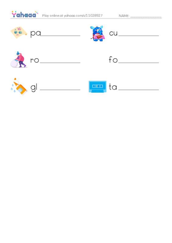 Write the word rows worksheet for Fun with paper