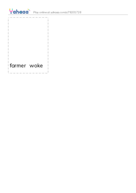 Picture flashcards worksheet for farmer，woke，