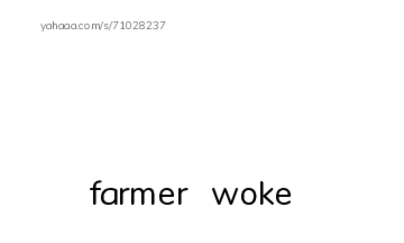Index cards with pictures worksheet for farmer，woke，