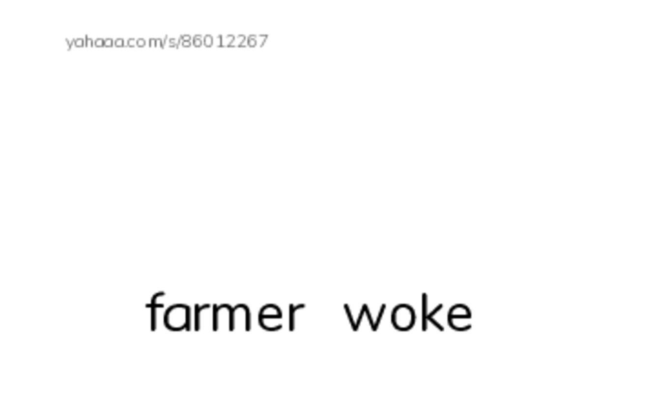 Index cards with pictures worksheet for farmer，woke，
