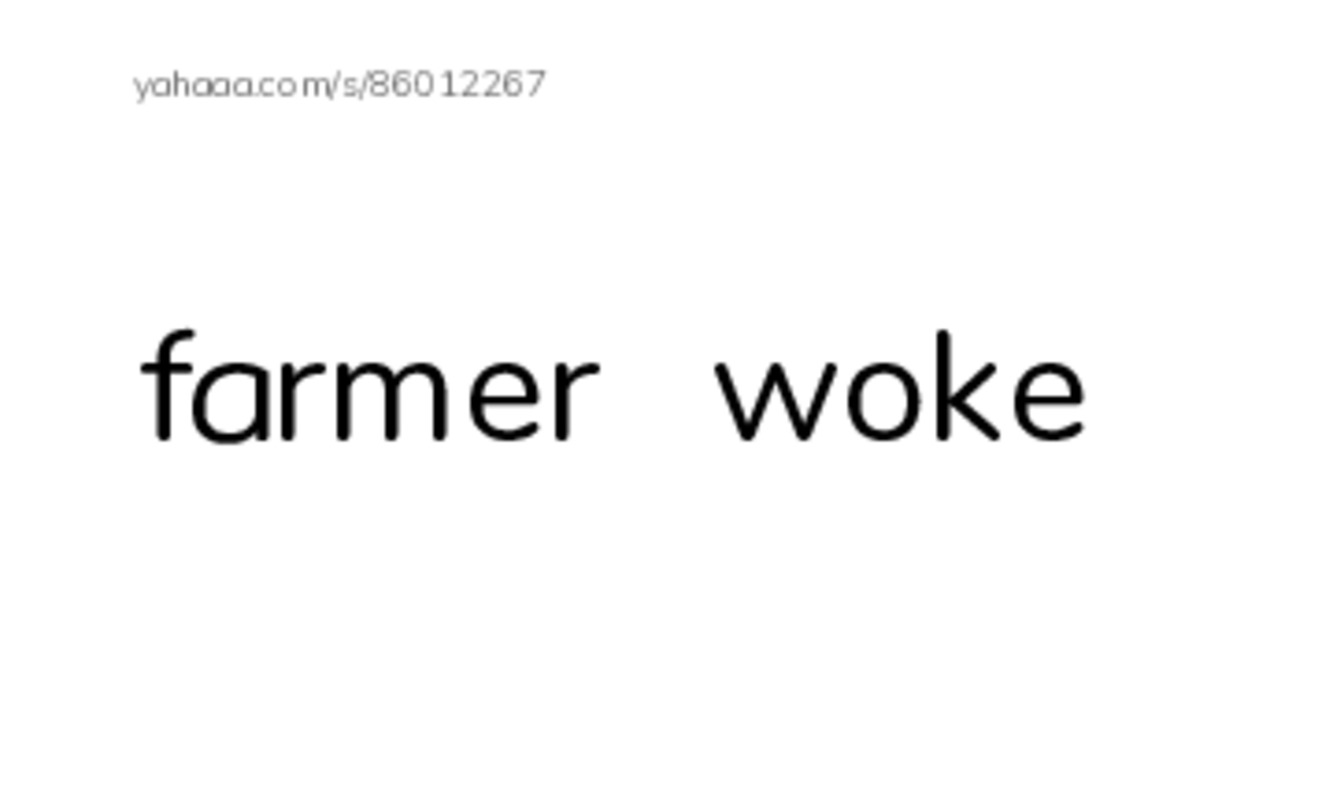 Index cards, words only worksheet for farmer，woke，