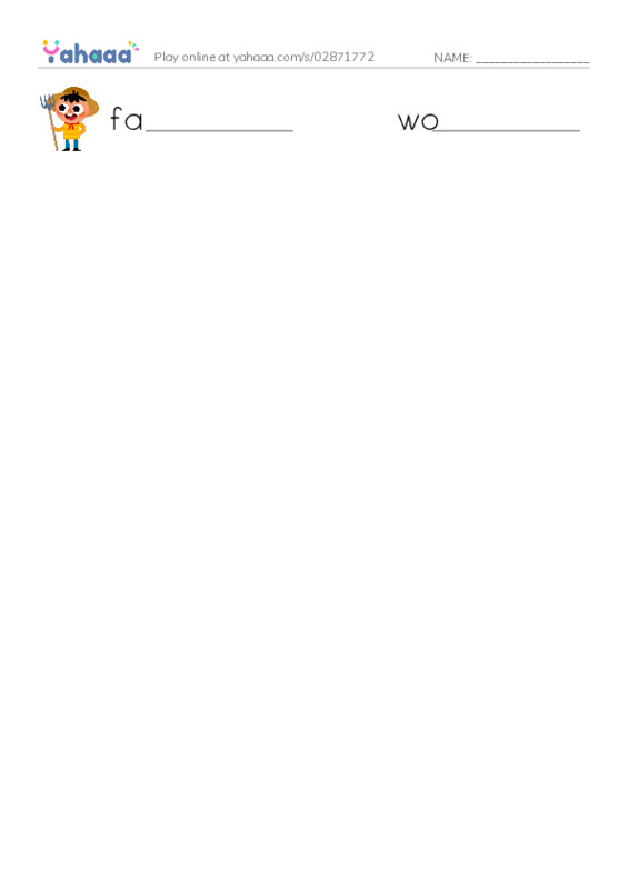 Write the word rows worksheet for farmer, woke