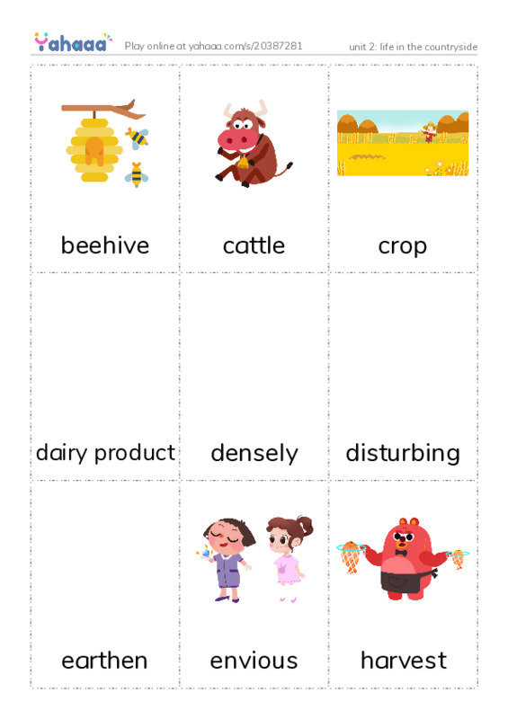 Picture flashcards worksheet for unit 2: life in the countryside