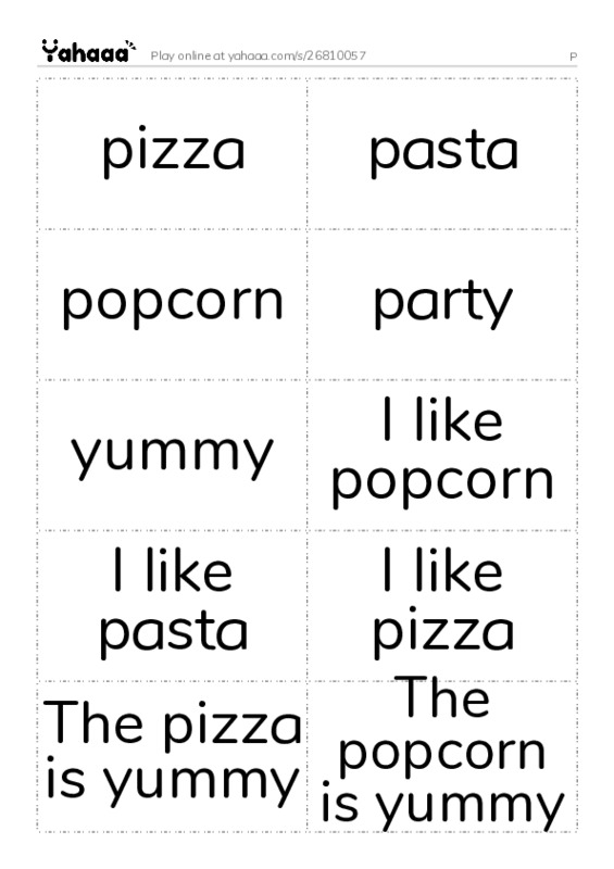 Word flashcards worksheet for P