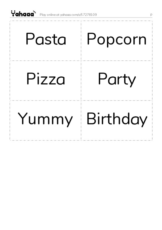 Word flashcards worksheet for P