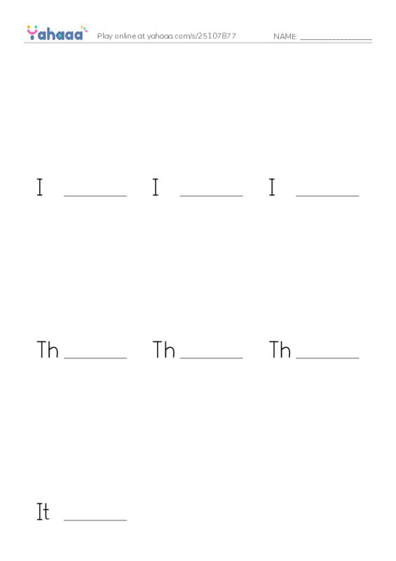 Finish the word worksheet for P Sentence
