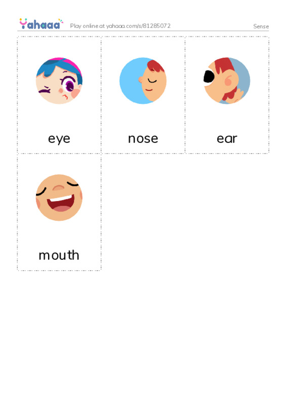 Picture flashcards worksheet for Sense
