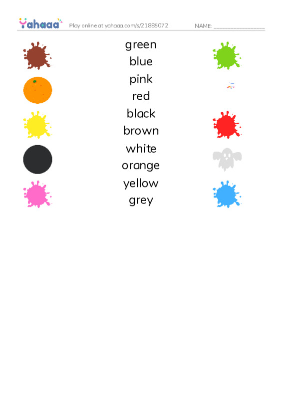 Match both sides worksheet for Colours