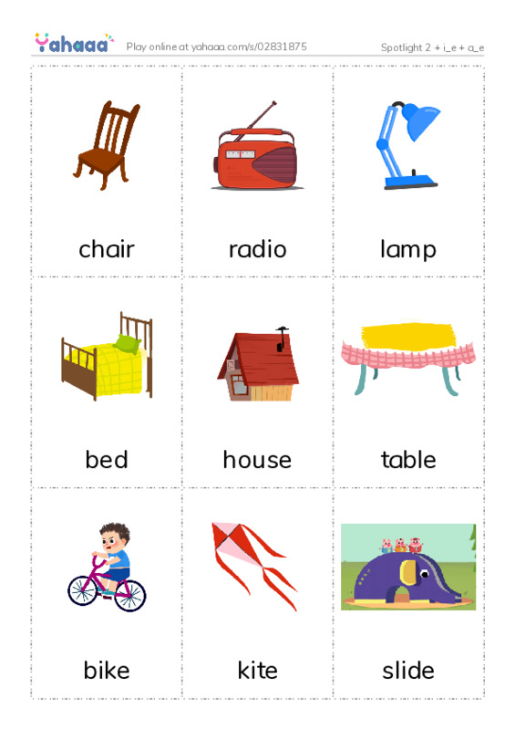 Picture flashcards worksheet for Spotlight 2 + i_e + a_e