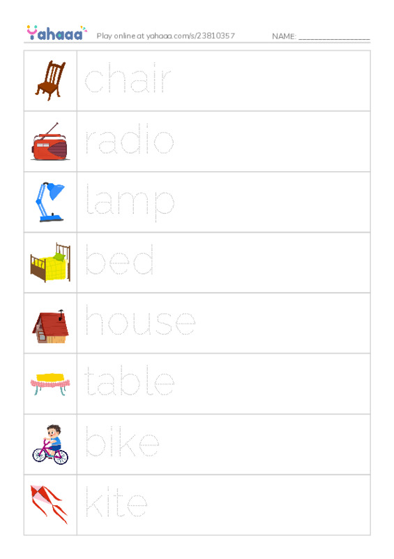 Picture and word rows worksheet for Spotlight 2 + i_e + a_e