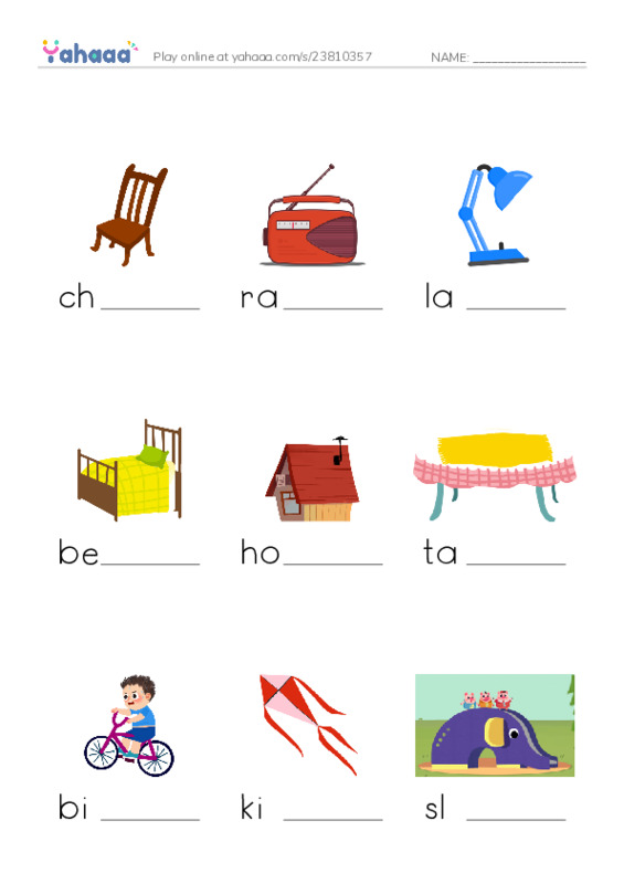 Finish the word worksheet for Spotlight 2 + i_e + a_e