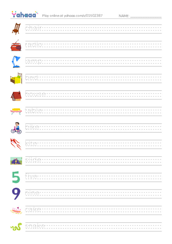 Handwriting lines worksheet for Spotlight 2 + i_e + a_e